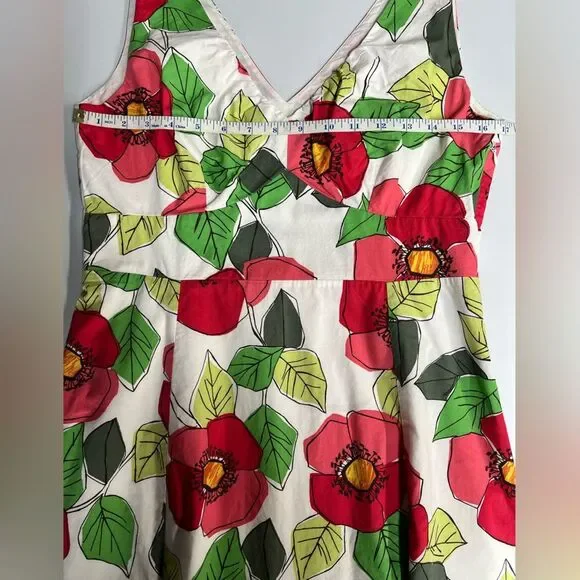 Boden Floral Print V Neck A Line Midi Dress womens 12L - Picture 7 of 7
